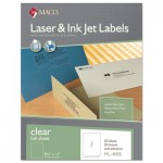 Maco MML-4005 Laser/Inkjet Matte Clear Full Sheet Labels, 8 1/2 x 11, 50/Box MACML4005