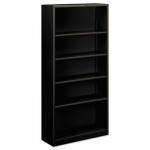 HON Metal Bookcase, Five-Shelf, 34-1/2w x 12-5/8w x 71h, Black HONS72ABCP
