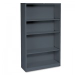 HON Metal Bookcase, Four-Shelf, 34-1/2w x 12-5/8d x 59h, Charcoal HONS60ABCS