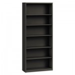 HON Metal Bookcase, Six-Shelf, 34-1/2w x 12-5/8d x 81-1/8h, Charcoal HONS82ABCS