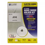 C-Line Name Badge Kits, Top Load, 4 x 3, Clear, Combo Clip/Pin, 50/Box CLI95743