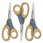 Westcott Non-Stick Titanium Bonded Scissors, 8" Long, 3.25" Cut Length, Gray/Yellow Straight Handles, 3/Pack ACM15454