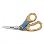 Westcott Non-Stick Titanium Bonded Scissors, 8" Long, 3.25" Cut Length, Gray/Yellow Bent Handle ACM14850