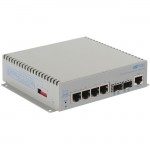 Omnitron Systems OmniConverter 10G/M, 2xSFP/SFP+, 8xRJ-45, 1xAC Powered Commercial Temp 2900-0-28-1