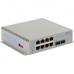 Omnitron Systems OmniConverter 10G/Sx, 2xSFP/SFP+, 8xRJ-45, 1xAC Powered Commercial Temp 2901-0-28-1