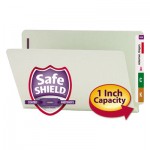 Smead One Inch Expansion Folder, Two Fasteners, End Tab, Legal, Gray Green, 25/Box SMD37705