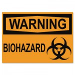 OSHA Safety Signs, WARNING BIOHAZARD, Orange/Black, 10 x 14 USS5498