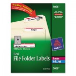 Avery Permanent File Folder Labels, TrueBlock, Laser/Inkjet, Red, 1500/Box AVE5066