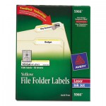 Avery Permanent File Folder Labels, TrueBlock, Laser/Inkjet, Yellow Border, 1500/Box AVE5966