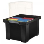 Storex Plastic File Tote Storage Box, Letter/Legal, Snap-On Lid, Black STX61528U01C