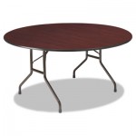 Iceberg Premium Wood Laminate Folding Table, 60 Dia. x 29h, Mahogany Top/Gray Base ICE55264