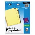 Avery Preprinted Black Leather Tab Dividers w/Gold Reinforced Edge, 12-Tab, Ltr AVE11351