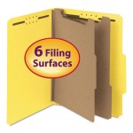 Smead Pressboard Classification Folder, 2" Exp., Two Dividers, Letter, Yellow, 10/Box SMD14064