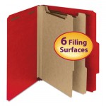 Smead Pressboard Classification Folder, 2" Exp., 2 Dividers, Letter, Bright Red, 10/BX SMD14061