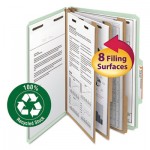 Smead Pressboard Classification Folder, 3" Exp., 6 Dividers, Legal, Gray/Green, 10/Box SMD19093