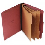 UNV10290 Pressboard Classification Folder, Letter, Eight-Section, Red, 10/Box UNV10290