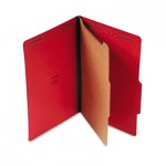 UNV10213 Pressboard Classification Folders, Legal, Four-Section, Ruby Red, 10/Box UNV10213