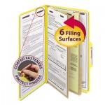 Smead Pressboard Classification Folders, Legal, Six-Section, Yellow, 10/Box SMD19034