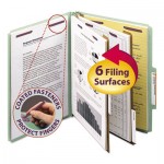Smead Pressboard Classification Folders, Tab, Letter, Six-Section, Gray/Green, 10/Box SMD14076