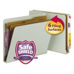 Smead Pressboard End Tab Classification Folder, Letter, 6-Section, Gray/Green, 10/Box SMD26810