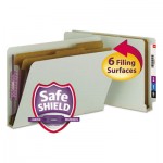 Smead Pressboard End Tab Classification Folder, Legal, Six-Section, Gray/Green, 10/Box SMD29810