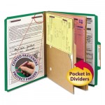 Smead Pressboard Folders with Two Pocket Dividers, Letter, Six-Section, Green, 10/Box SMD14083