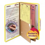 Smead Pressboard Folders with Two Pocket Dividers, Legal, Six-Section, Yellow, 10/Box SMD19084