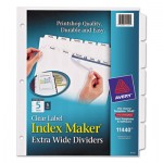 Avery Print & Apply Clear Label Dividers w/White Tabs, 5-Tab, 11 1/4 x 9 1/4, 5 Sets