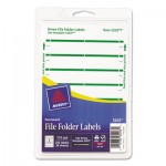 Avery Print or Write File Folder Labels, 11/16 x 3 7/16, White/Green Bar, 252/Pack AVE05203