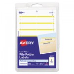 Avery Print or Write File Folder Labels, 11/16 x 3 7/16, White/Yellow Bar, 252/Pack AVE05209