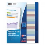 Avery Protect 'n Tab Top-Load Clear Sheet Protectors w/Five Tabs, Letter AVE74160