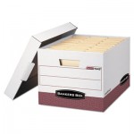 Bankers Box R-KIVE Max Storage Box, Letter/Legal, Locking Lid, White/Red 12/Carton FEL07242
