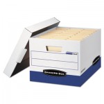 Bankers Box R-KIVE Max Storage Box, Letter/Legal, Locking Lid, White/Blue, 12/Carton FEL07243
