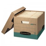 Bankers Box R-KIVE Storage Box, Letter/Legal, Locking Lift-off Lid, Kraft/Green, 12/Carton FEL12775