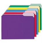 UNV12306 Recycled Interior File Folders, 1/3 Cut Top Tab, Letter, Assorted, 100/Box UNV12306