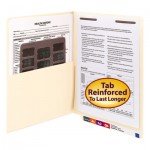 Smead Reinforced End Tab Pocket Folder, Fastener, Straight Cut, Letter, Manila, 50/Box SMD34100