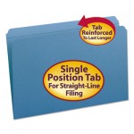 Smead Reinforced Top Tab Colored File Folders, Straight Tab, Legal Size, Blue, 100/Box SMD17010