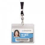 Advantus Resealable ID Badge Holder, Lanyard, Horizontal, 4.13 x 3.75, Clear, 20/Pack AVT91132