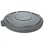 Rubbermaid Commercial FG265400GRAY Round Flat Top Lid, for 55 gal Round BRUTE Containers, 26.75" diameter, Gray RCP265400GY