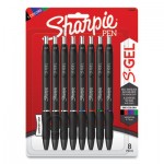 Sharpie S-Gel S-Gel Retractable Gel Pen, Medium 0.7 mm, Assorted Ink, Black Barrel, 8/Pack SAN2126231