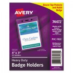 Avery Secure Top Heavy-Duty Badge Holders, Vertical, 3w x 4h, Clear, 25/Pack AVE74472