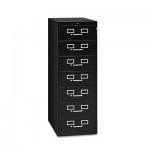 Tennsco Seven-Drawer Multimedia Cabinet For 5 x 8 Cards, 19-1/8w x 52h, Black TNNCF758BK