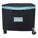 Storex Single-Drawer Mobile Filing Cabinet, 14.75w x 18.25d x 12.75h, Black/Teal STX61270U01C