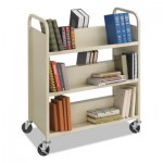 Safco Steel Book Cart, Six-Shelf, 36w x 18.5d x 43.5h, Sand SAF5357SA