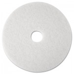 3M Super Polish Floor Pad 4100, 12" Diameter, White, 5/Carton MMM08476