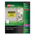 Avery Surface Safe Removable Label Safety Signs, Inkjet/Laser Printers, 7 x 10, White, 15/Pack AVE61515