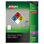 Avery Surface Safe Removable Label Safety Signs, Inkjet/Laser Printers, 8 x 8, White, 15/Pack AVE61513