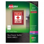 Avery Surface Safe Removable Label Safety Signs, Inkjet/Laser Printers, 5 x 7, White, 2/Sheet, 15 Sheets/Pack AVE61511