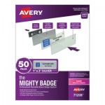 Avery The Mighty Badge Name Badge Holder Kit, Horizontal, 3 x 1, Laser, Silver, 50 Holders/120 Inserts AVE71208