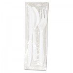 BWK COMBOKIT Three-Piece Wrapped Cutlery Kit: Fork, Knife, Spoon; White, 250 Kits/Carton BWKCOMBOKIT